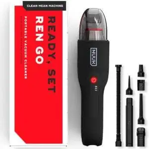 "Nuuk REN GO Cordless Car Vacuum Cleaner in Tactile Black – Compact handheld design with 11000 PA powerful suction, 2X more suction power for deep car cleaning"